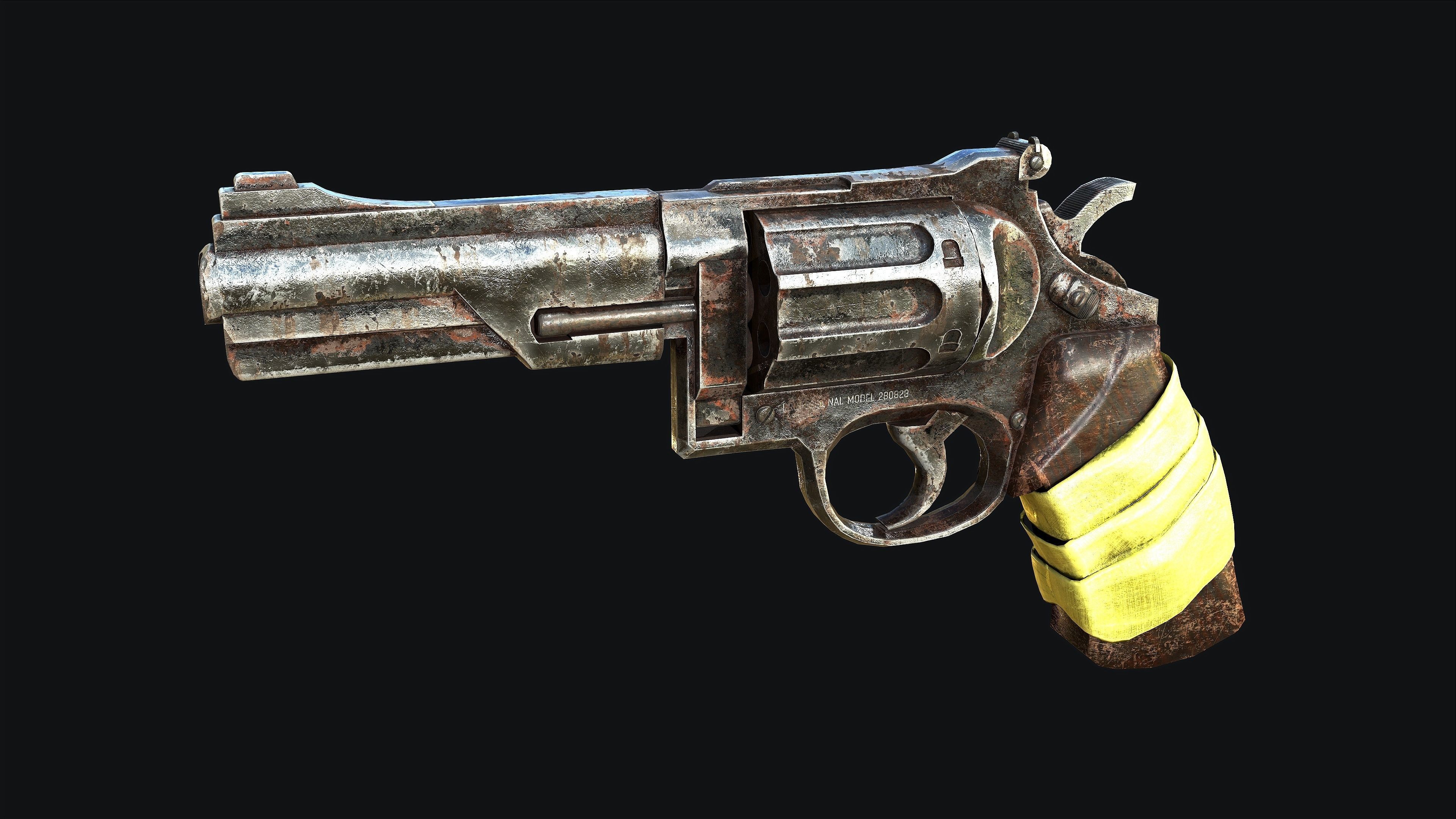 Rusty Revolver Low-poly 3D model_2
