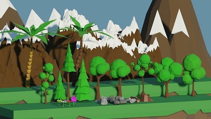 Nature pack tree pack stone pack  mountains pack low-poly Low-poly 3D model
