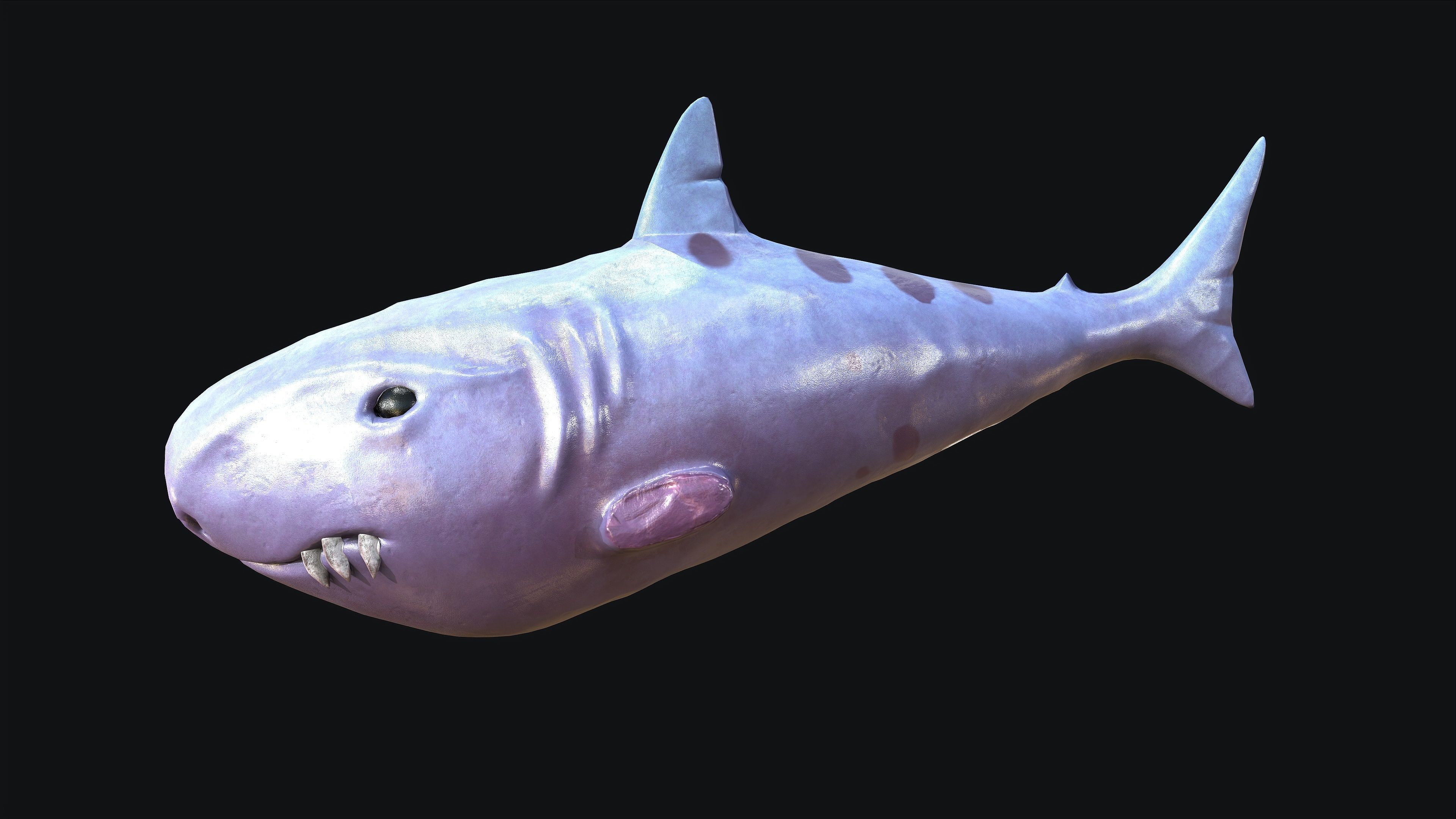Shark whale head Low-poly 3D model_3