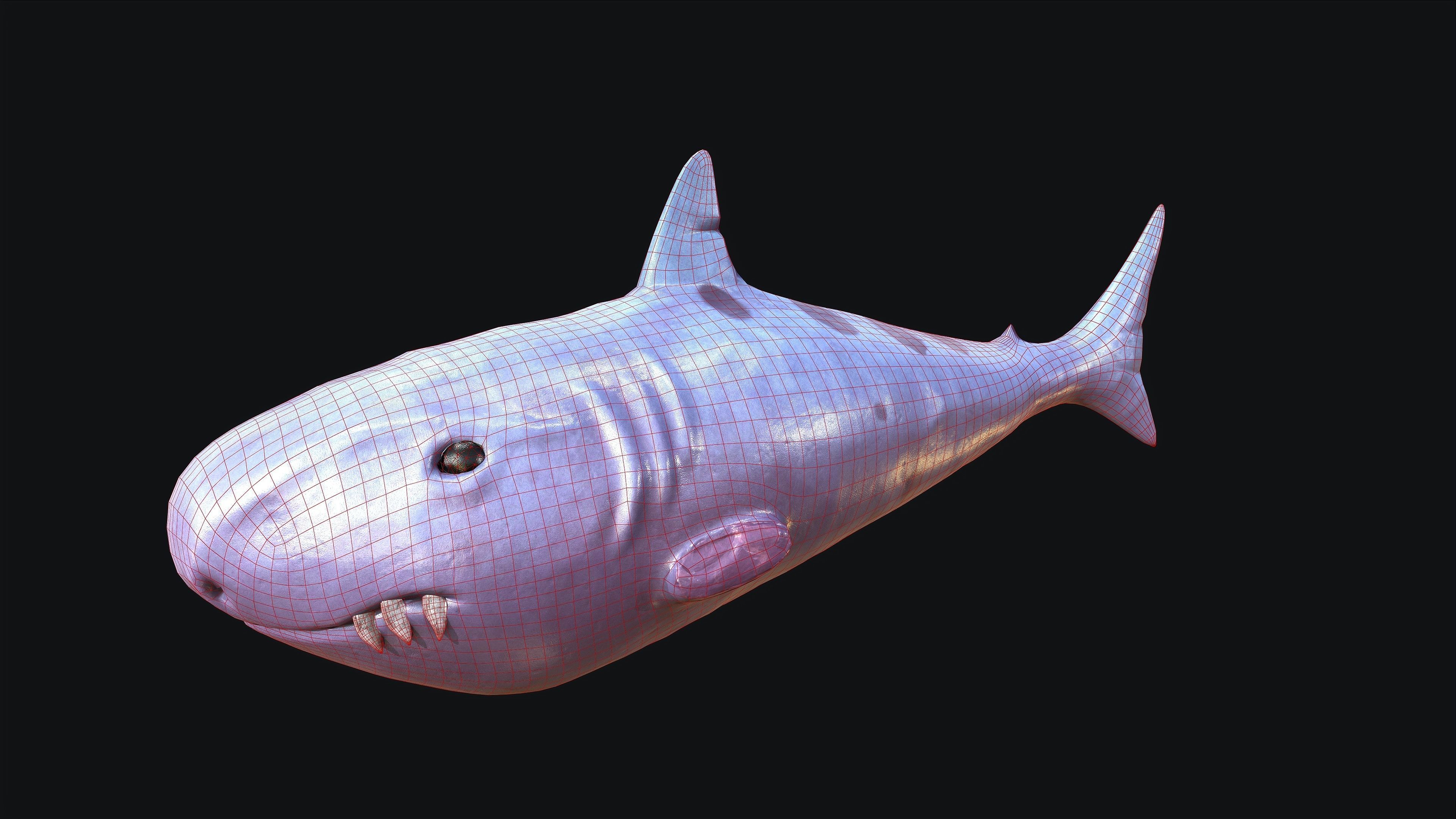 Shark whale head Low-poly 3D model_6