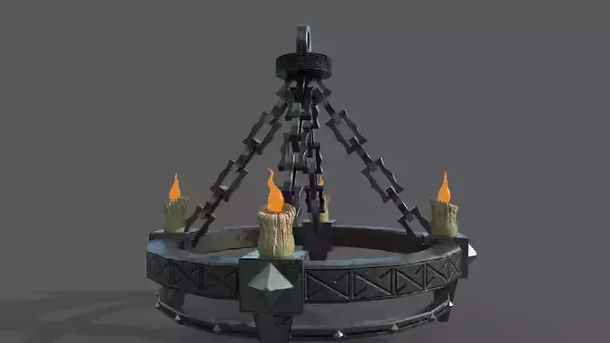 ancient chandelier PBR low-poly 3D model