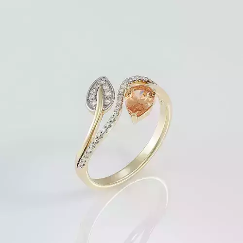 Leaves  Women ring with diamonds 