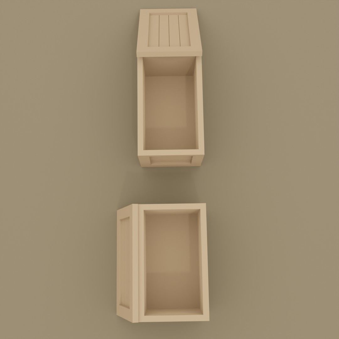 2 open wooden crates 1-35 and 1-1 scales for military diorama 3D model_4