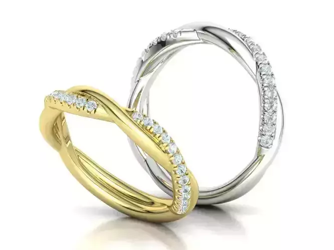 Twisted Vine Diamond Ring Match Wedding Band Ring 3D print model