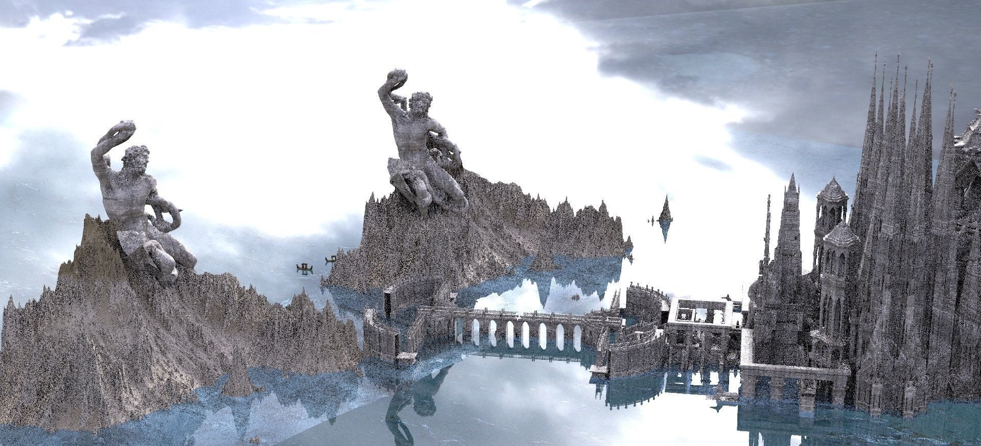 Ancient Greek mountain city Complete Kit bash 3D model_1