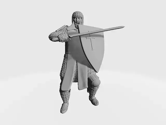 Medieval Crusader Knight attacking