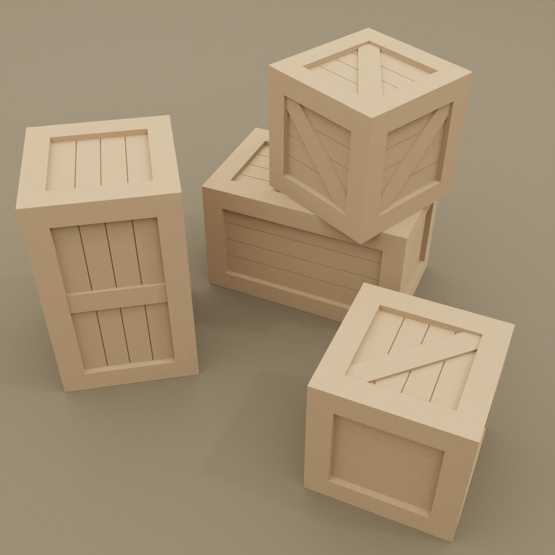4 wooden crates 1-35 scale for military diorama 3D print model 3D print model_1