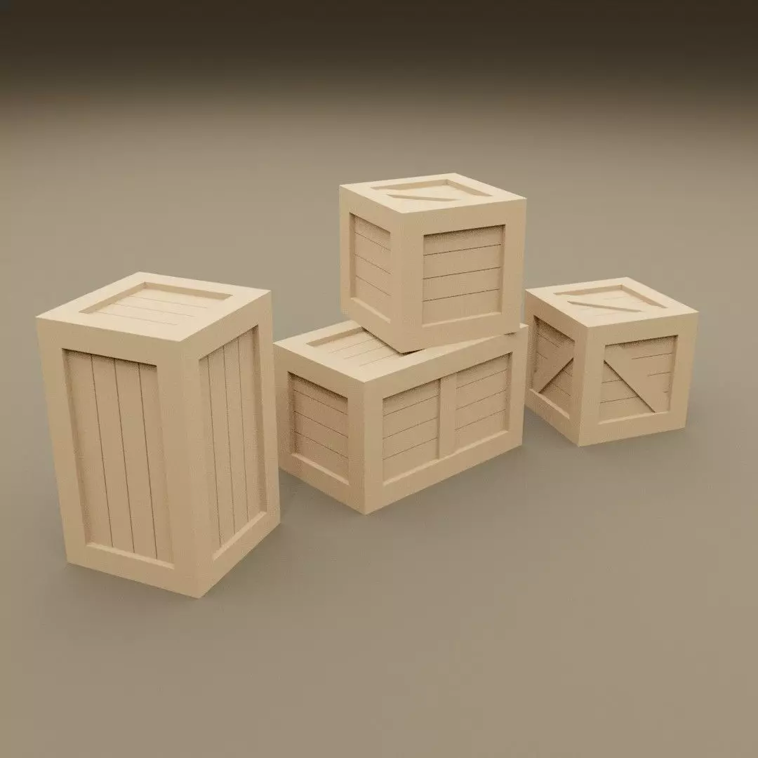 4 wooden crates 1-35 scale for military diorama 3D print model 3D print model_0