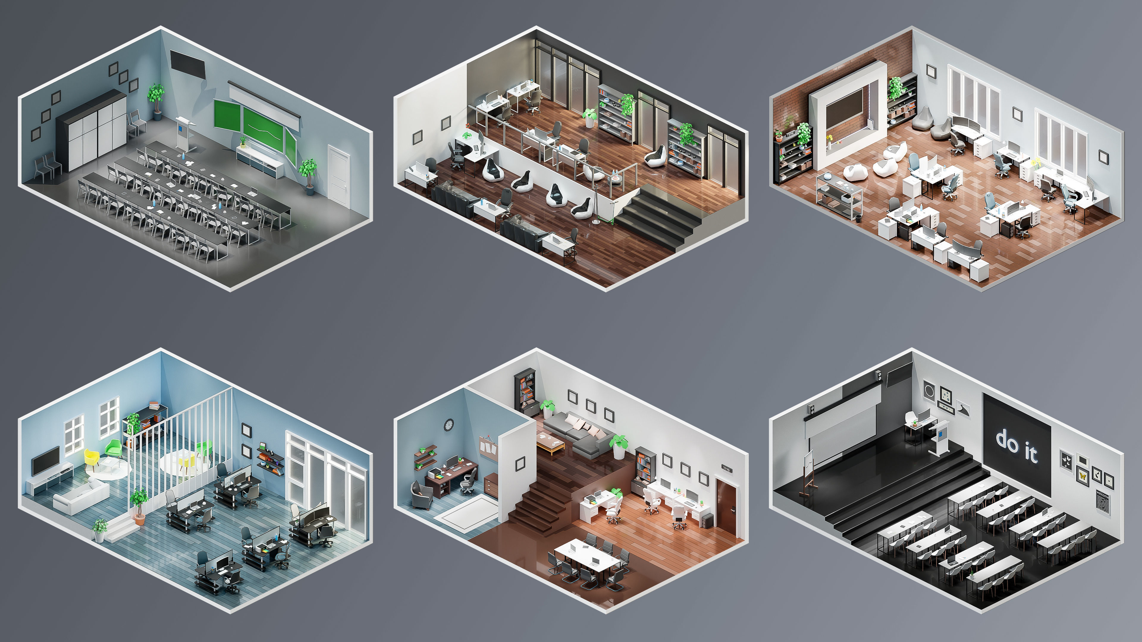 Office Low-poly 3D model_6