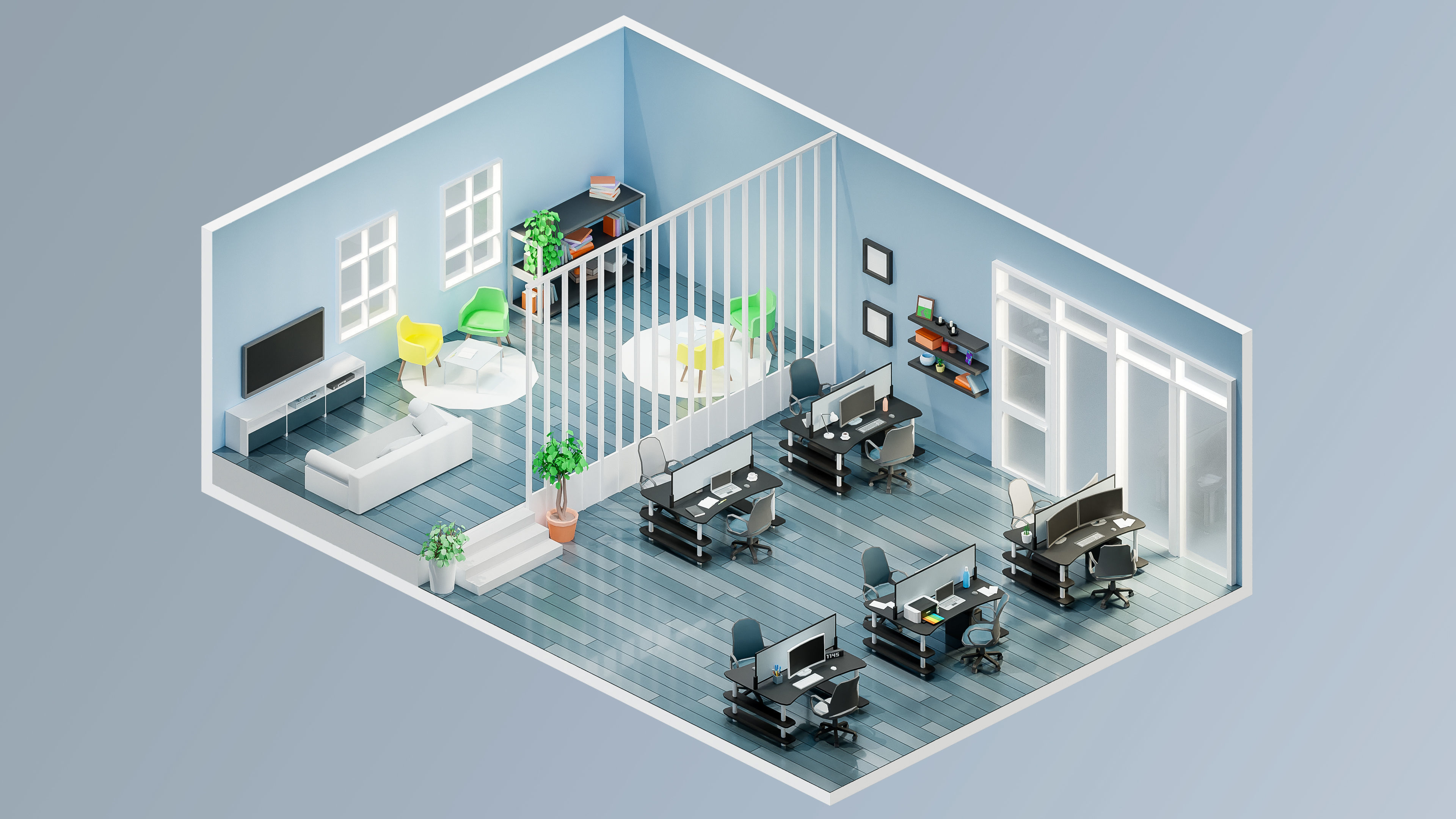 Office Low-poly 3D model_18