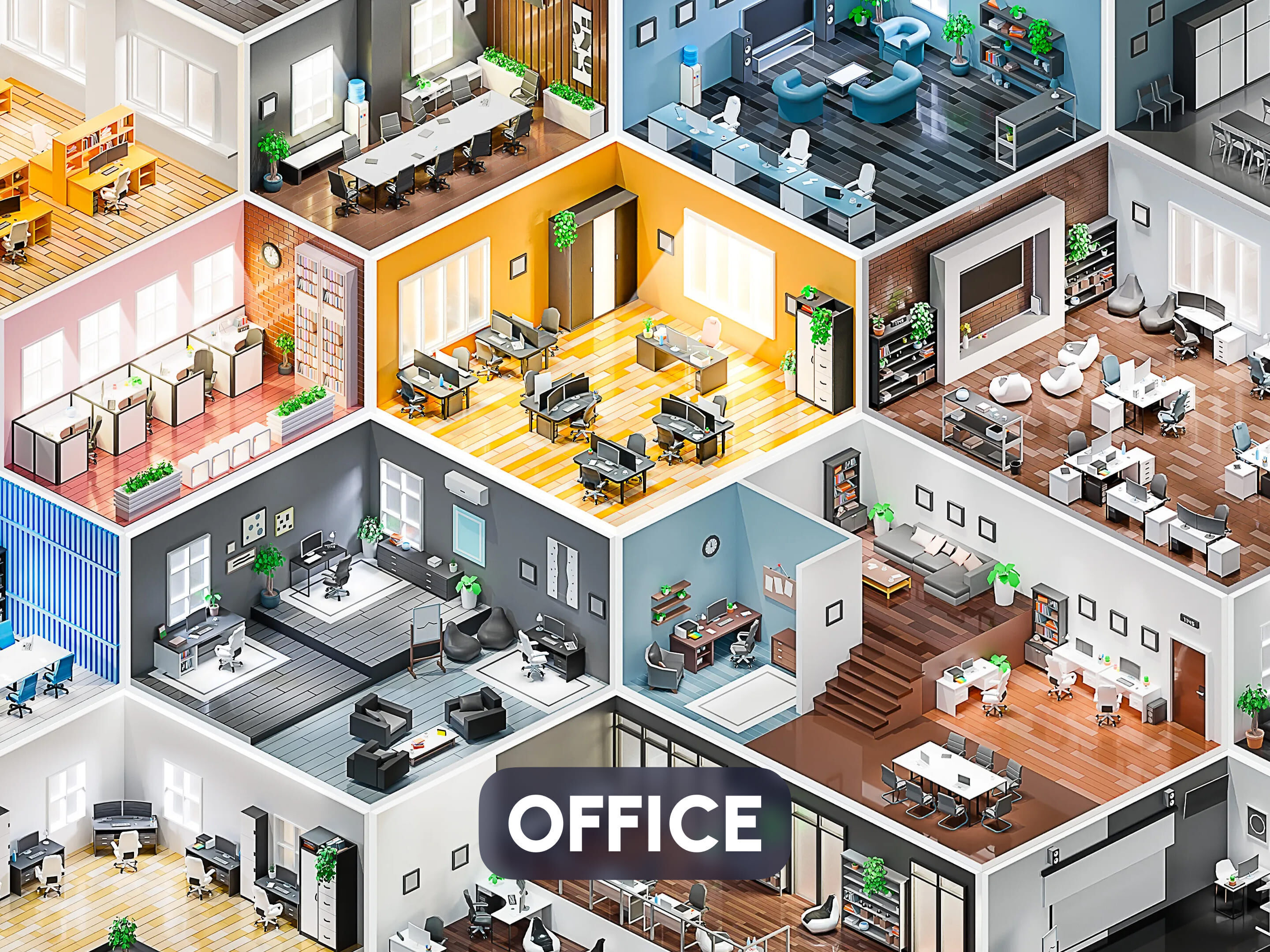 Office Low-poly 3D model_0