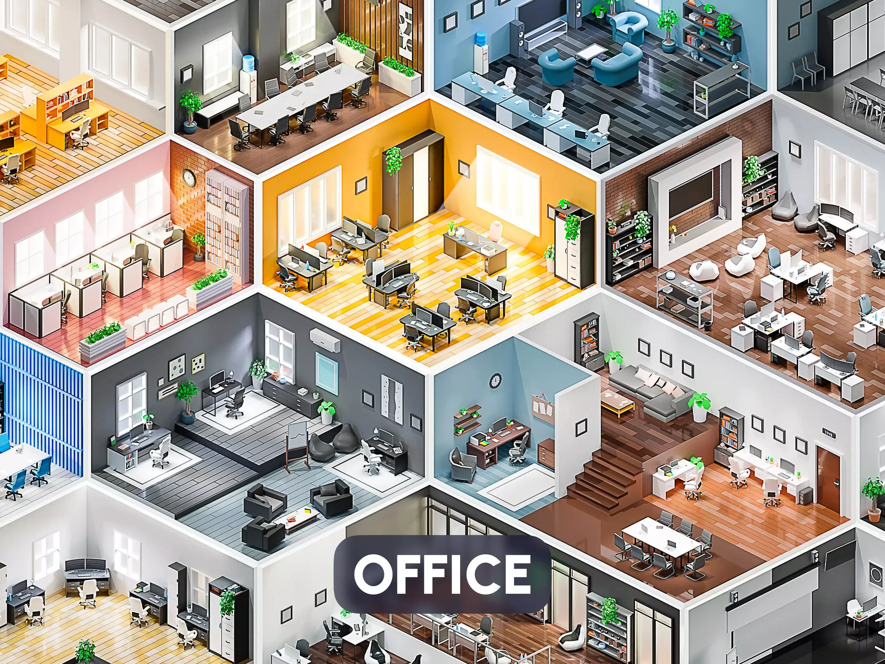 Office Low-poly 3D model_0