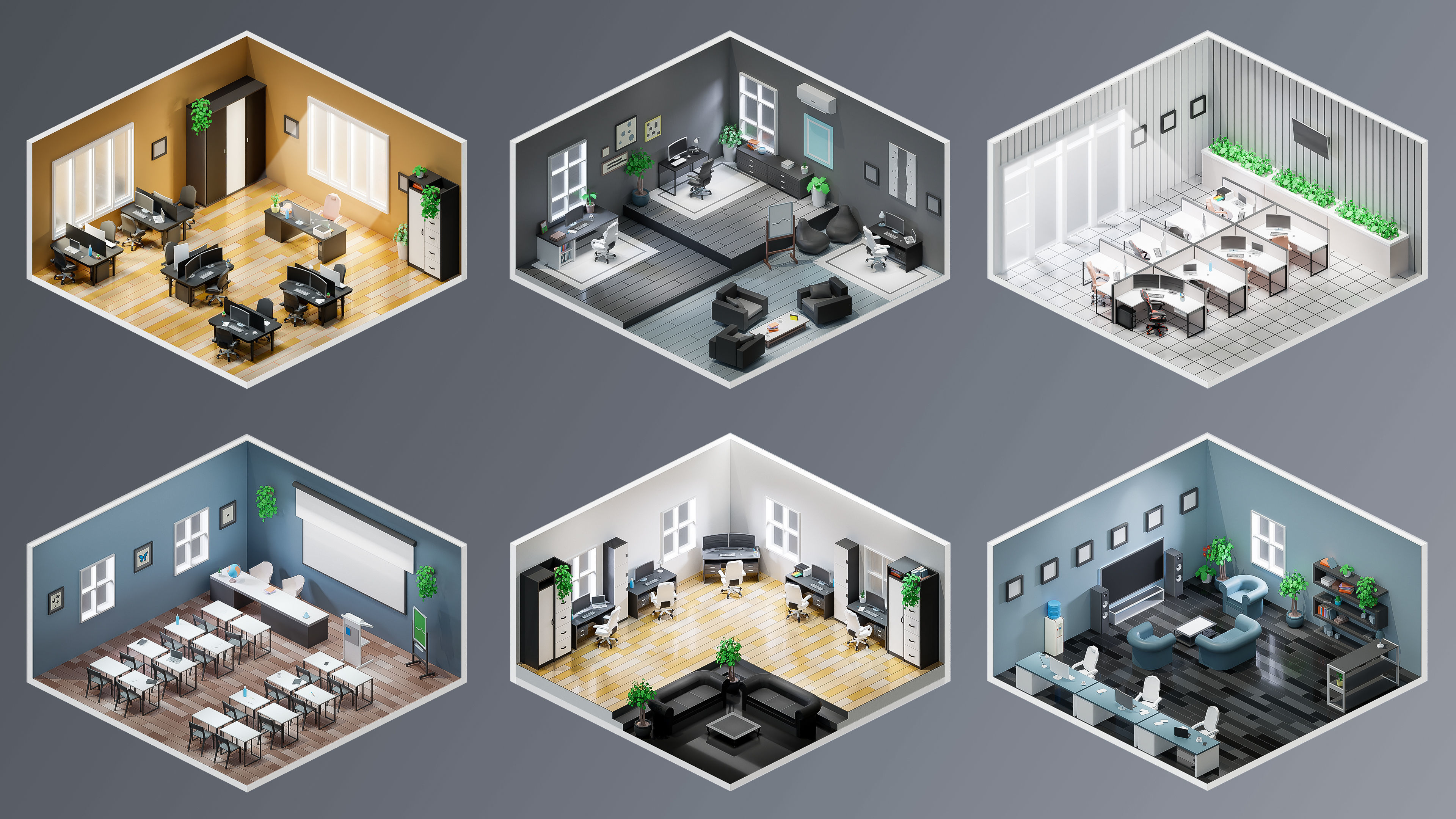 Office Low-poly 3D model_5