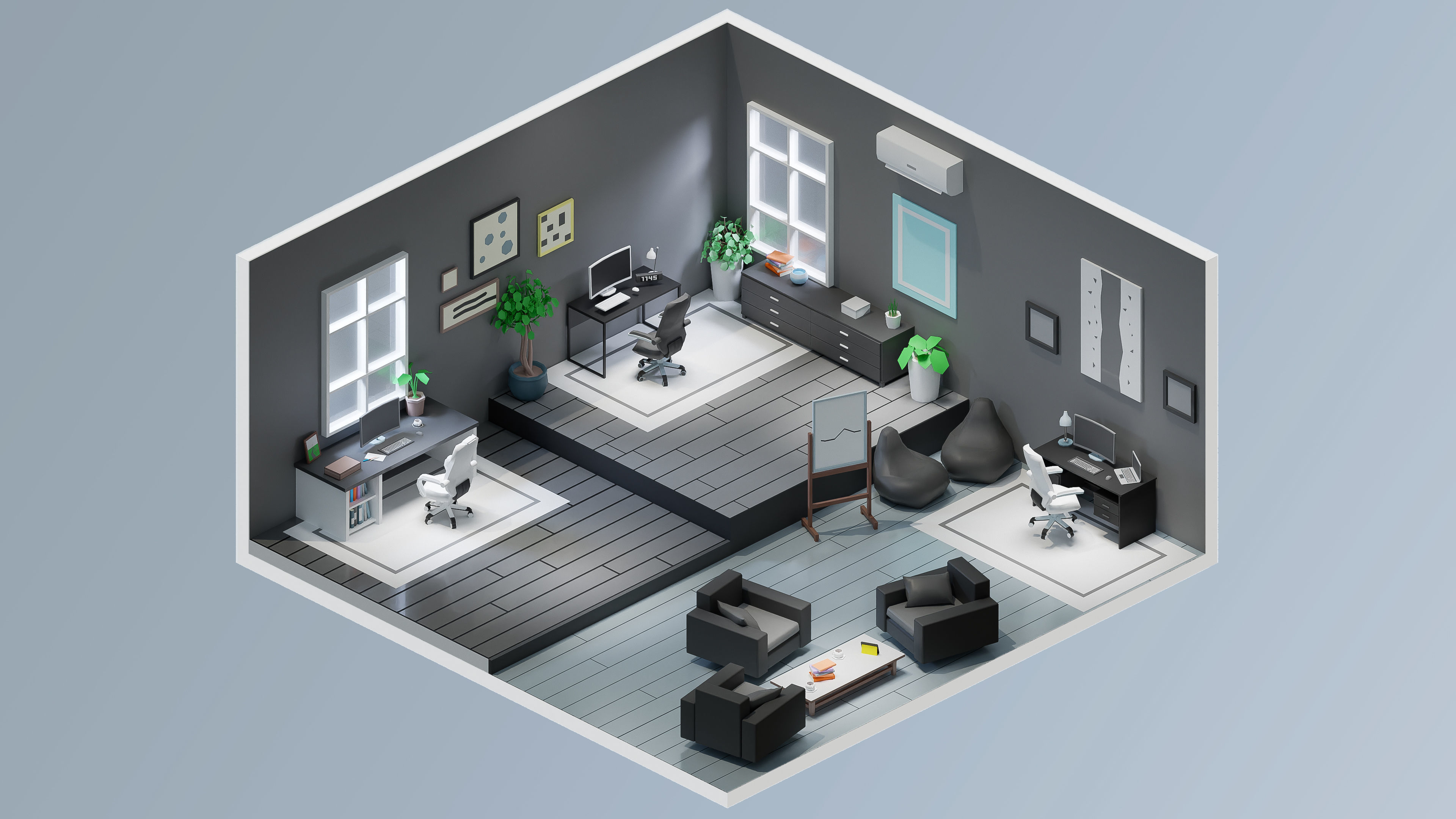 Office Low-poly 3D model_25