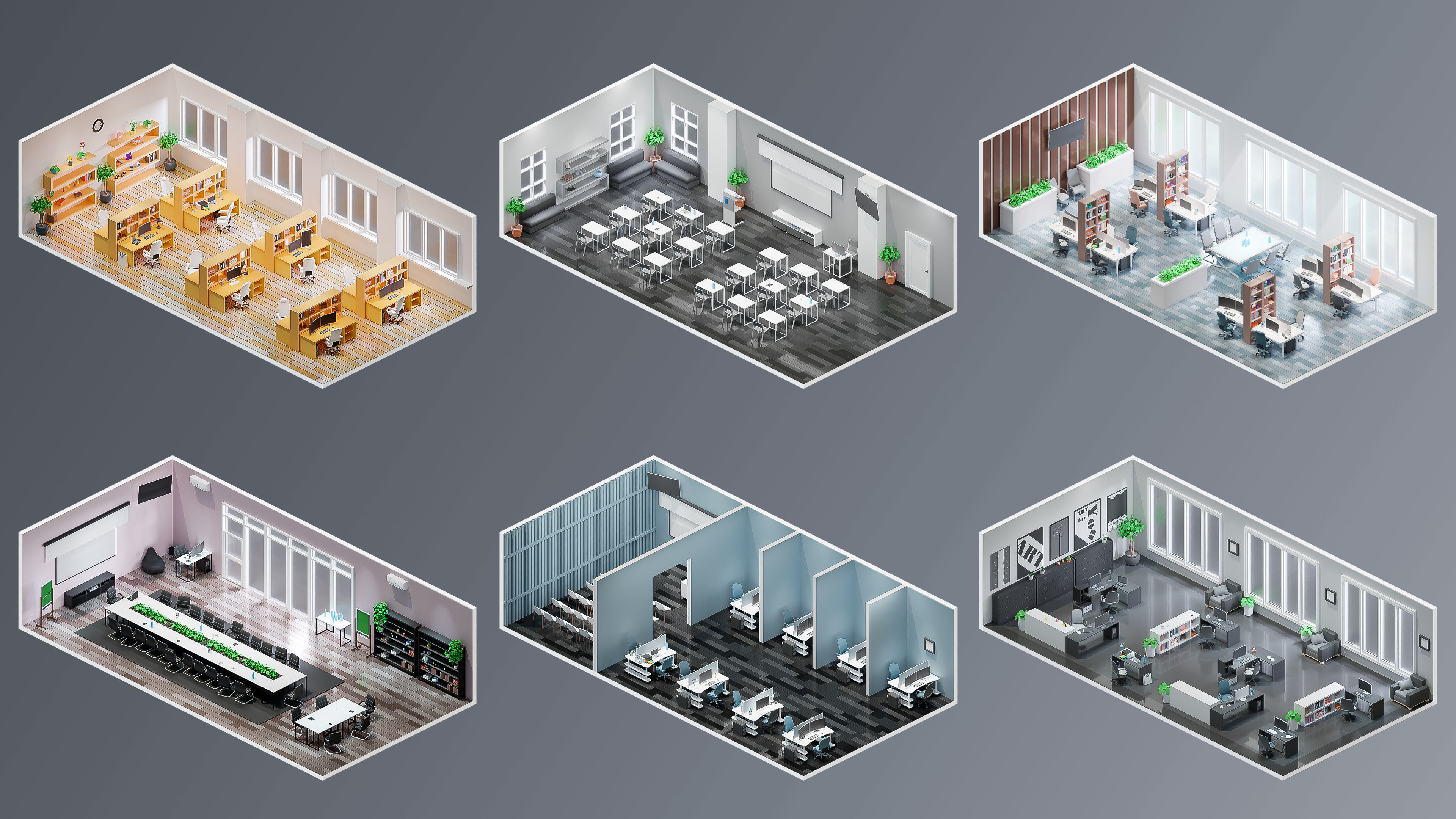 Office Low-poly 3D model_7