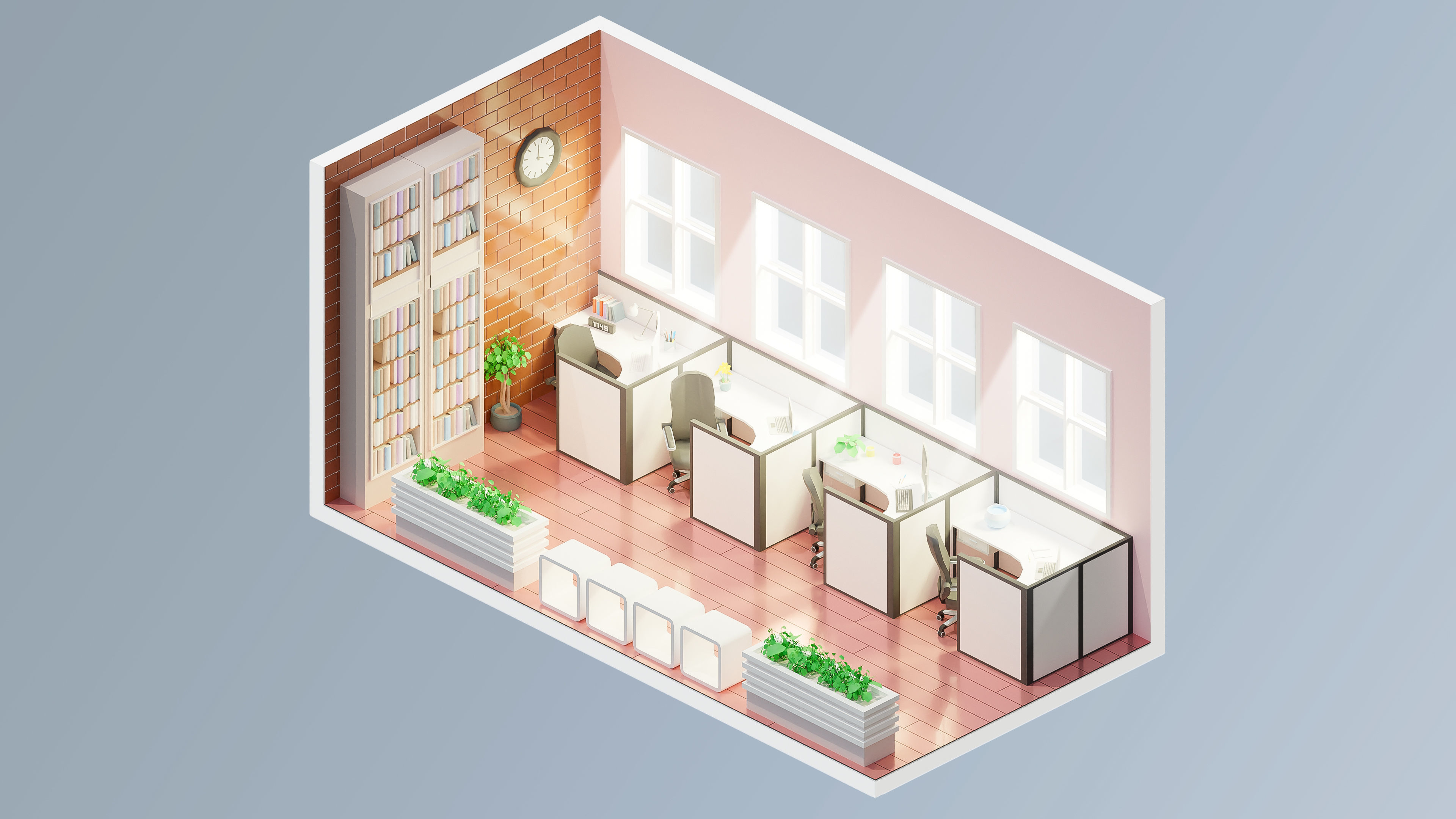 Office Low-poly 3D model_27