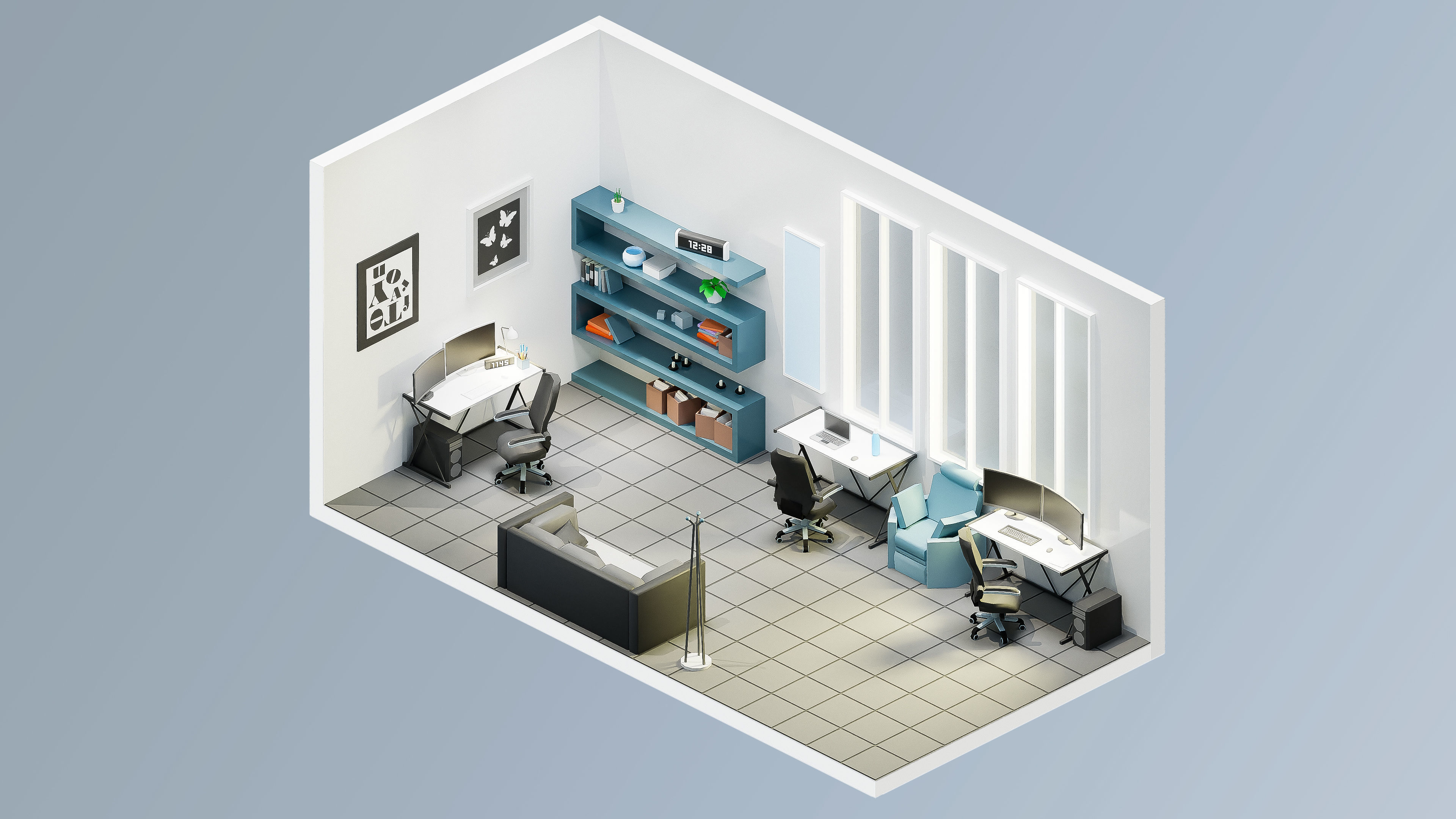 Office Low-poly 3D model_30