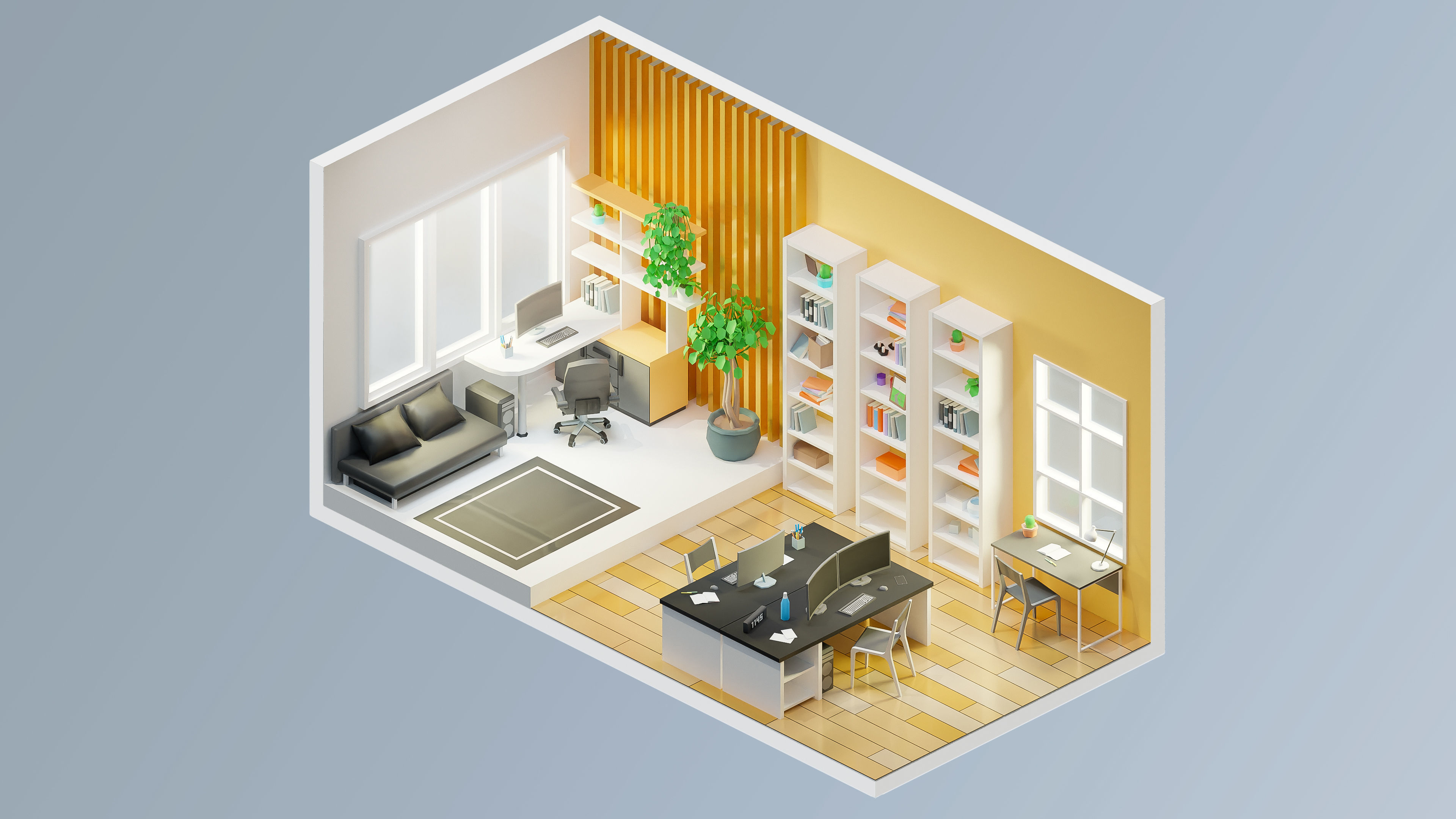 Office Low-poly 3D model_28
