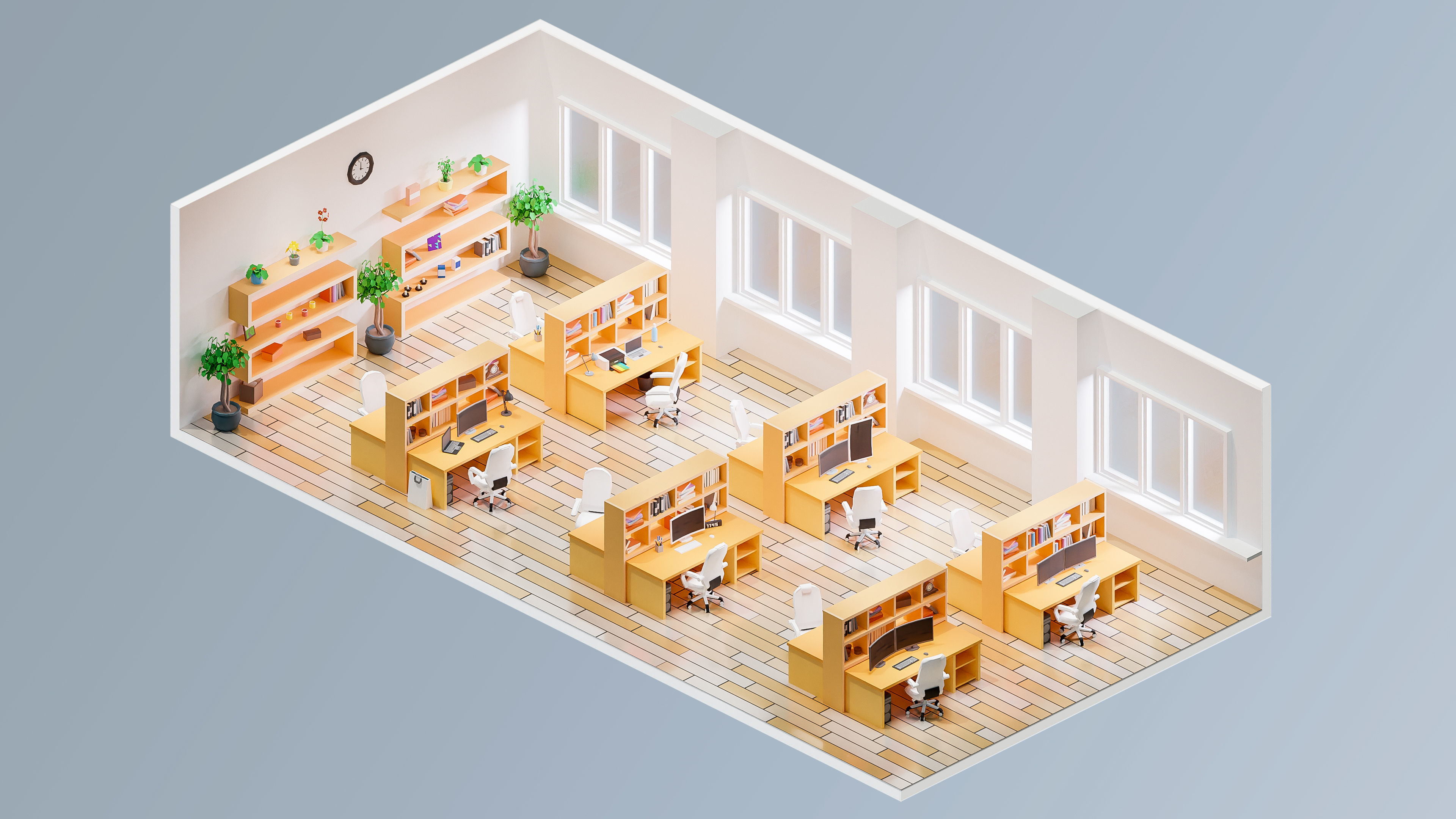 Office Low-poly 3D model_9