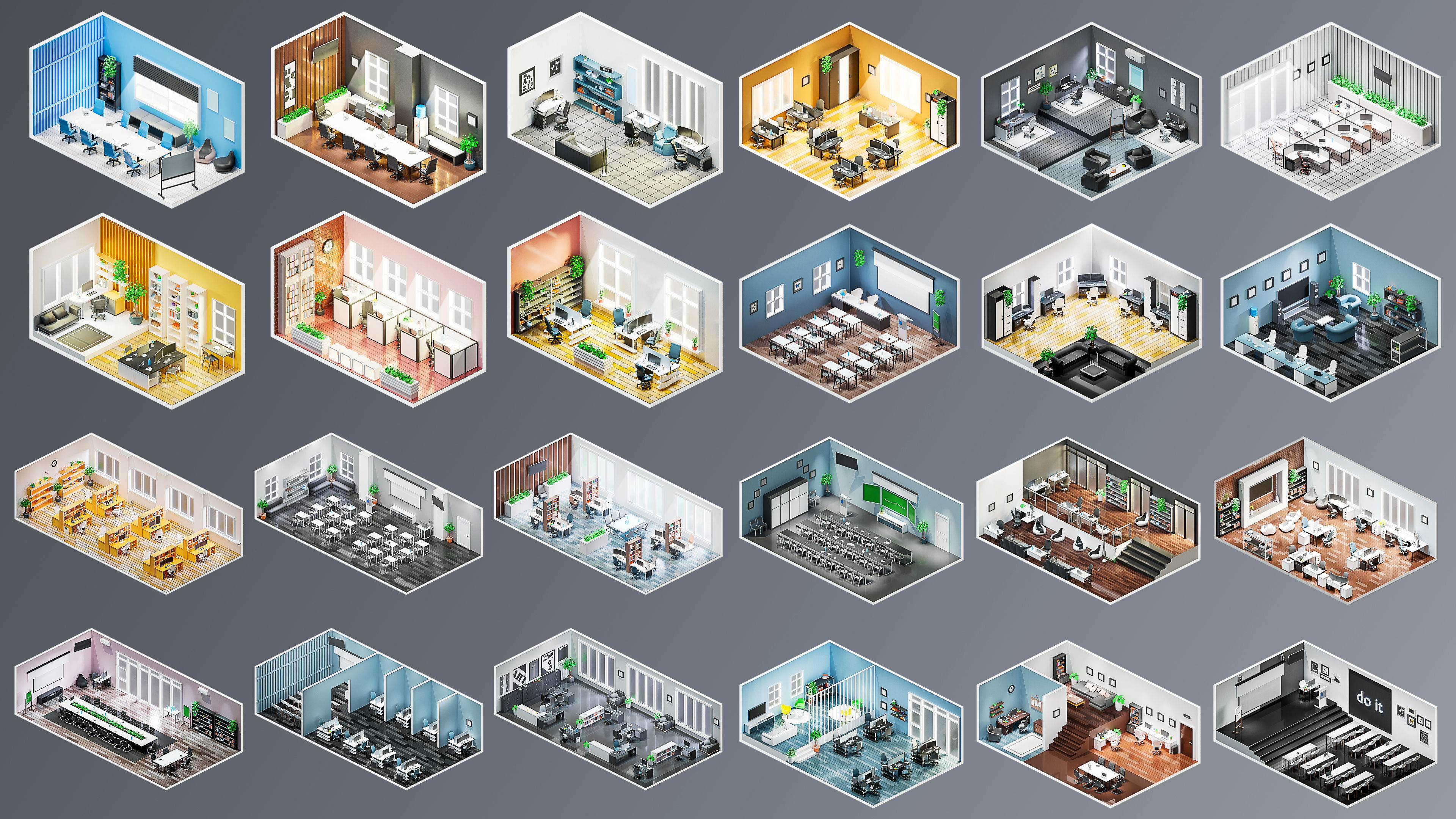 Office Low-poly 3D model_2