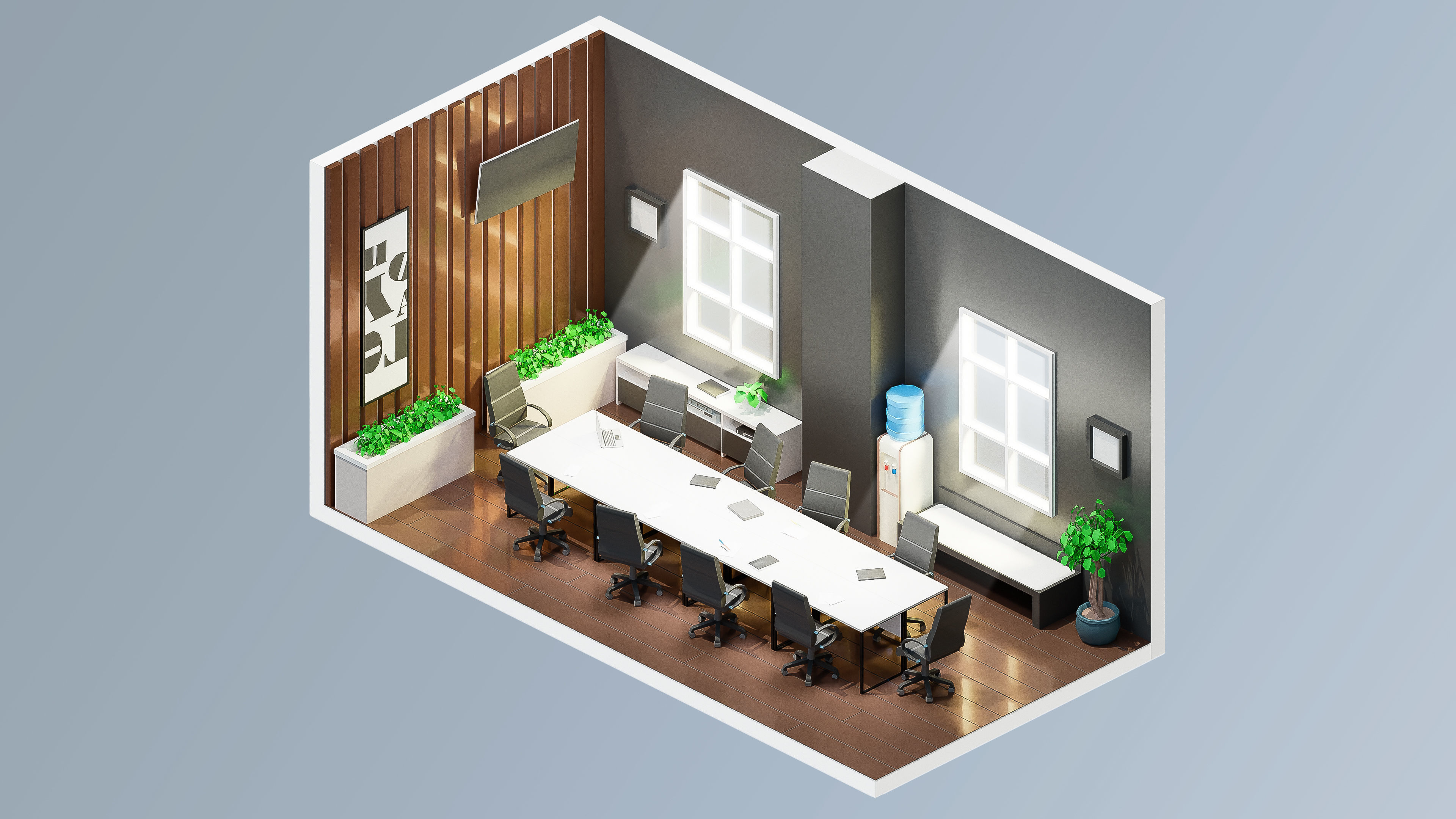 Office Low-poly 3D model_29