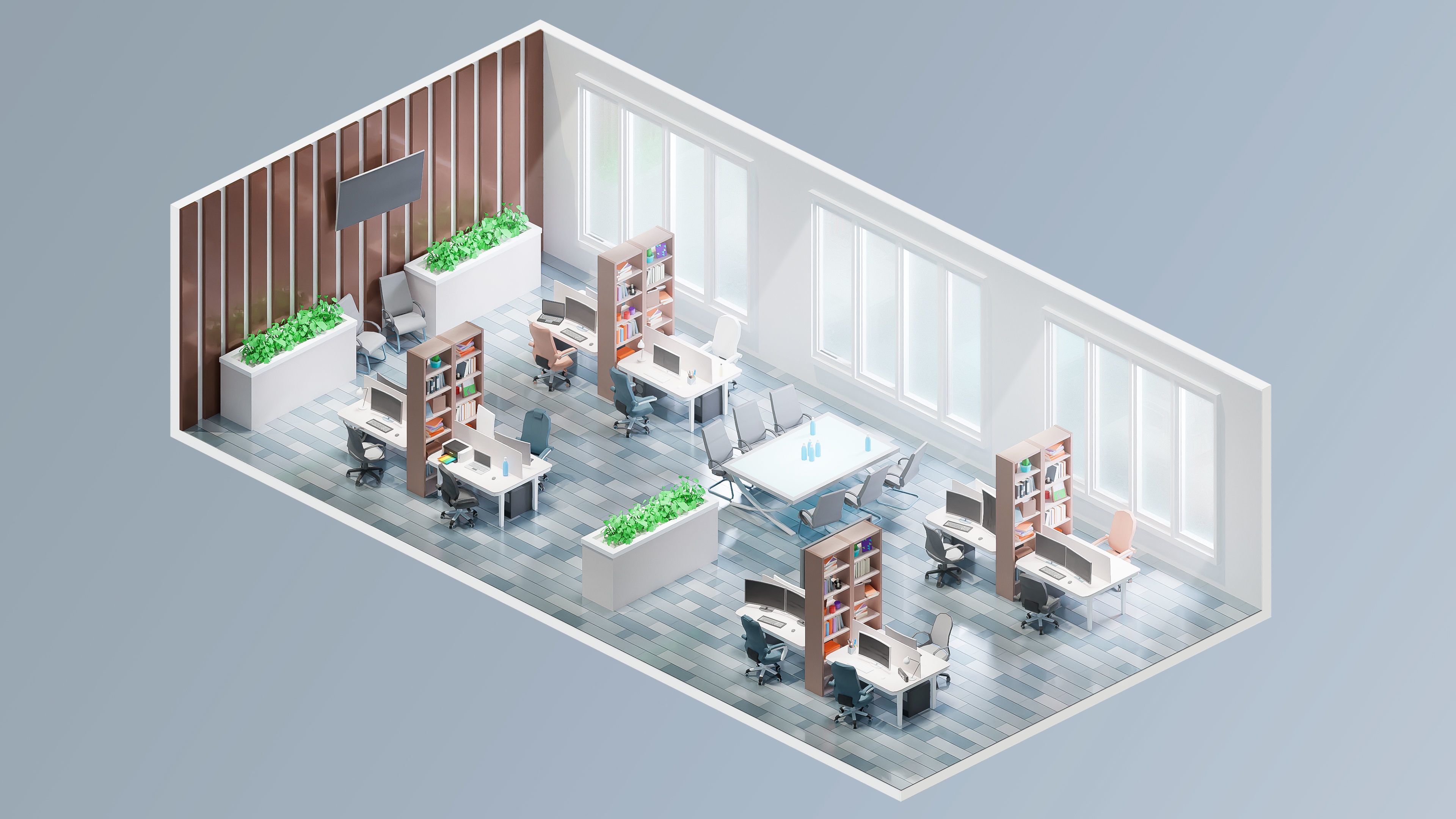 Office Low-poly 3D model_8