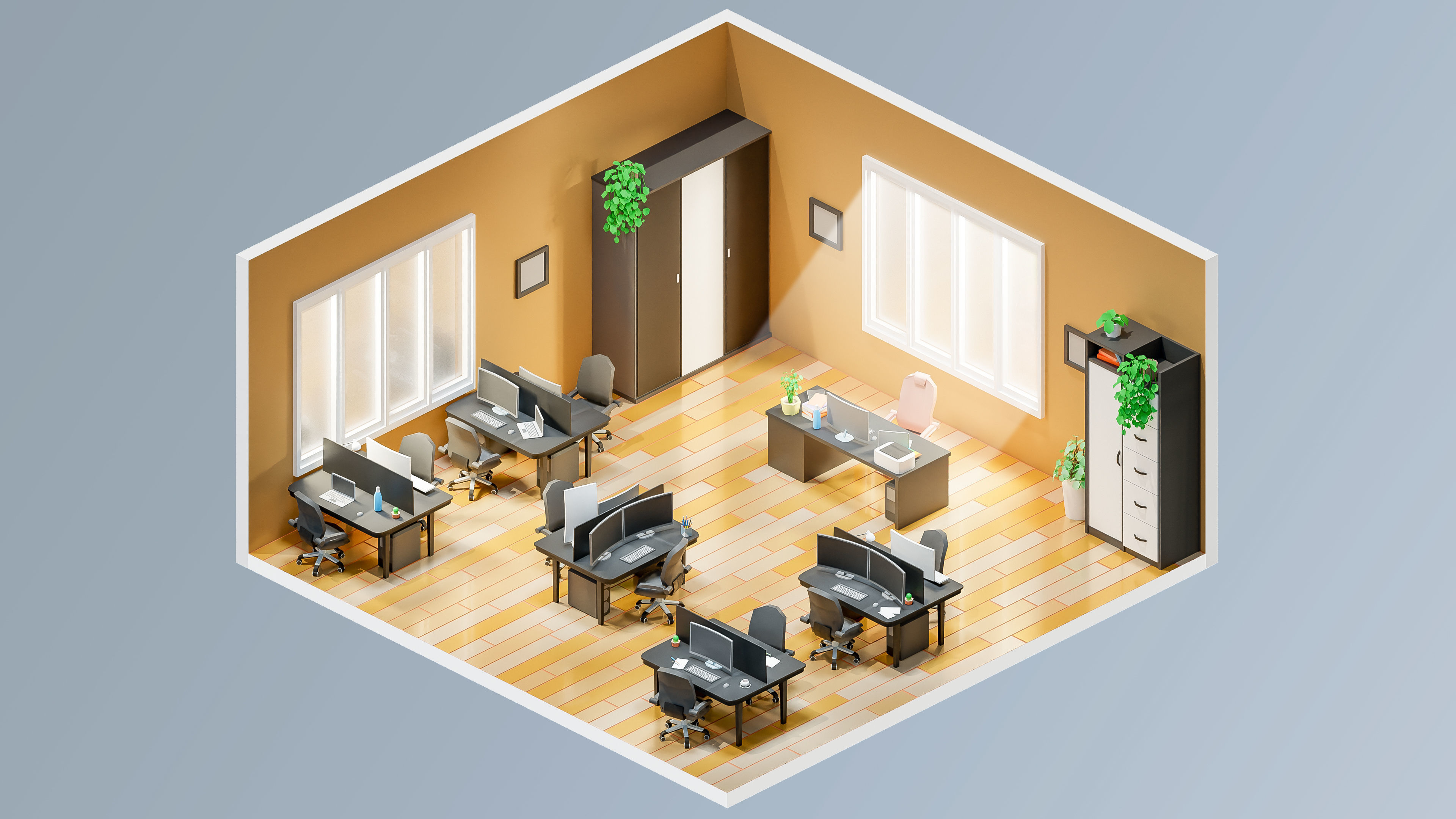 Office Low-poly 3D model_20