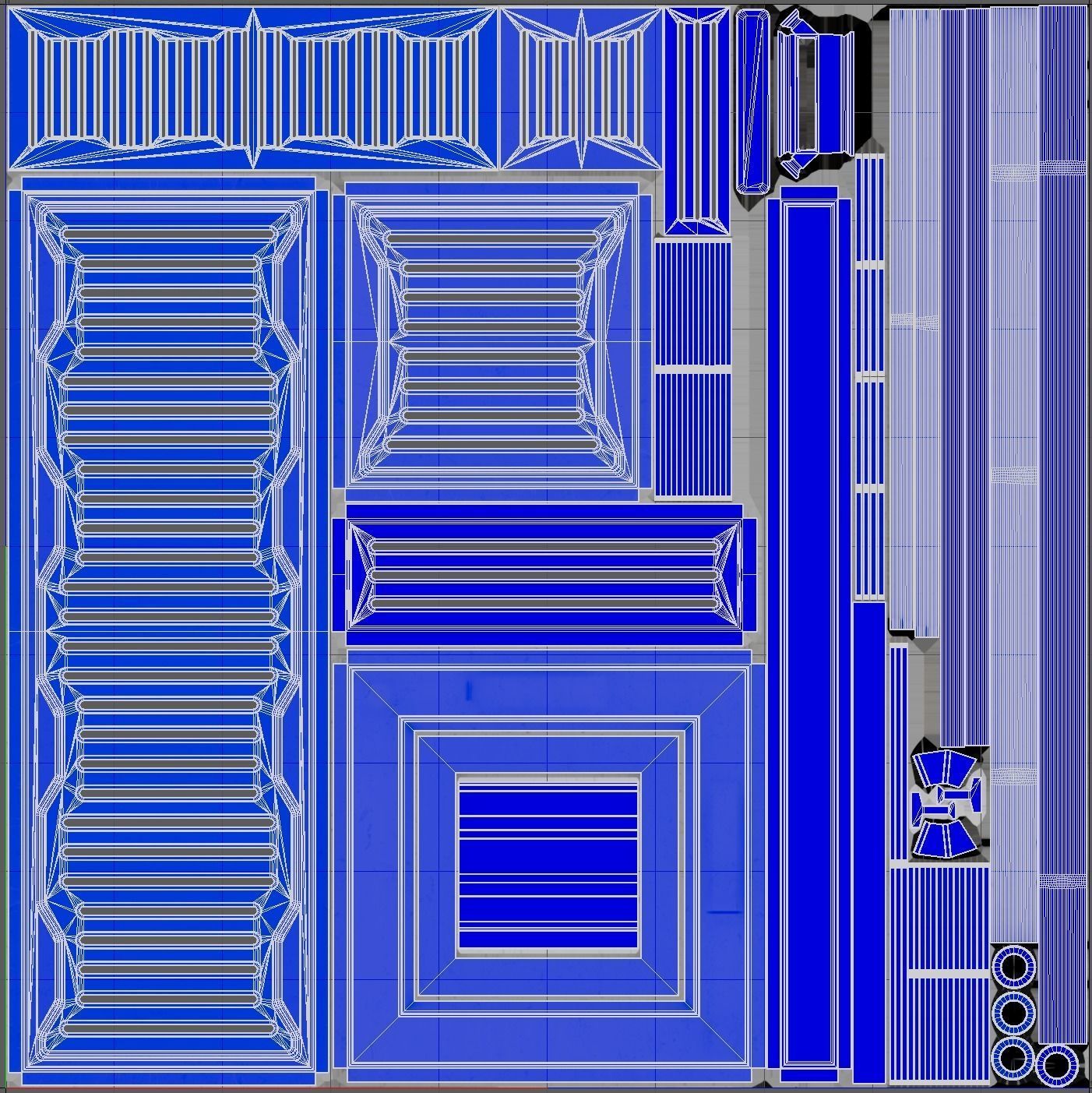 Lowpoly and highpoly modular SCI-FI bridge with step Low-poly 3D model_4
