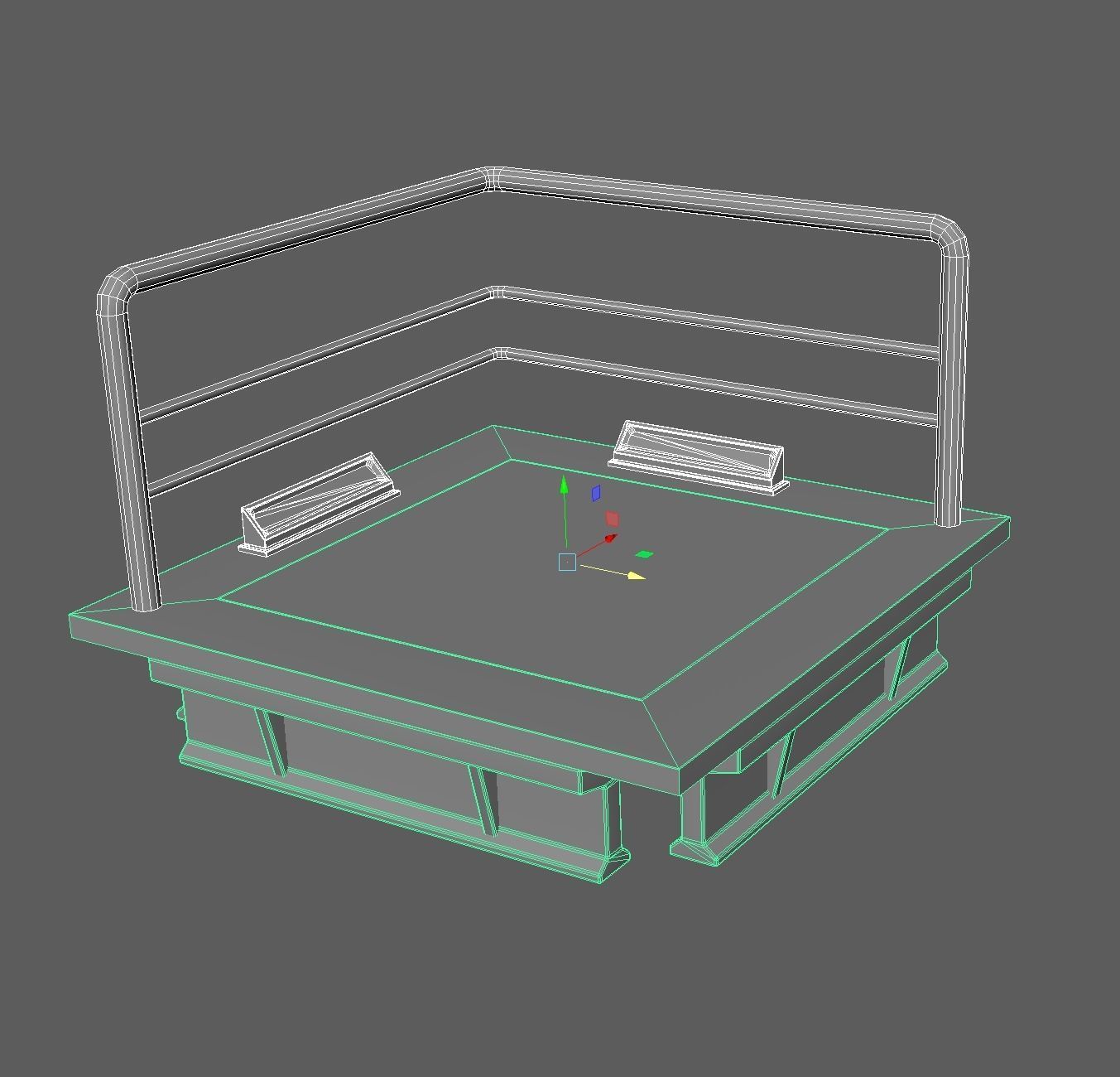 Lowpoly and highpoly modular SCI-FI bridge with step Low-poly 3D model_5