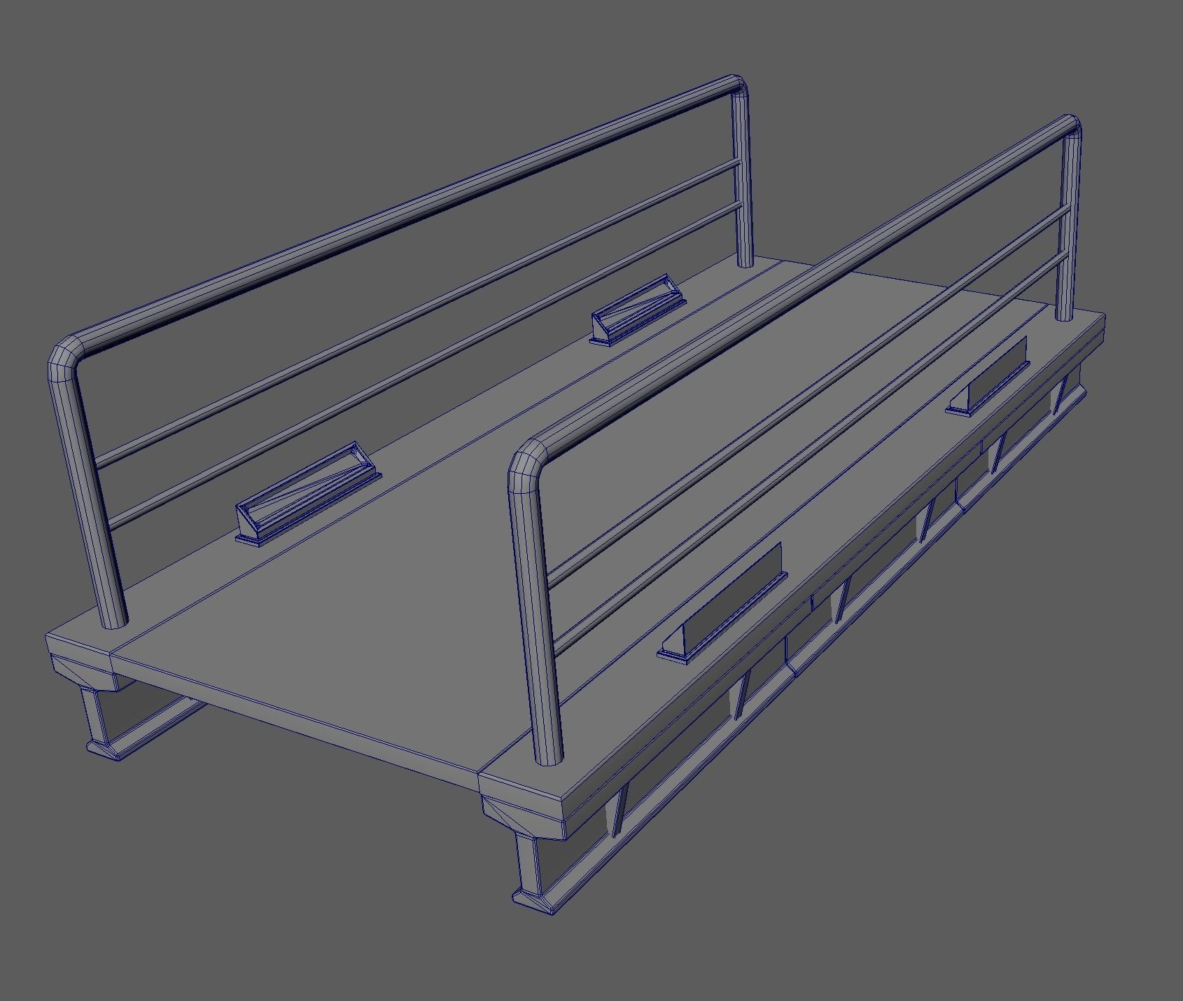Lowpoly and highpoly modular SCI-FI bridge with step Low-poly 3D model_6