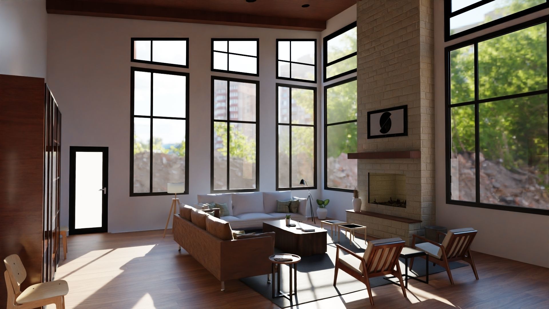 lake house living room 3D model_2