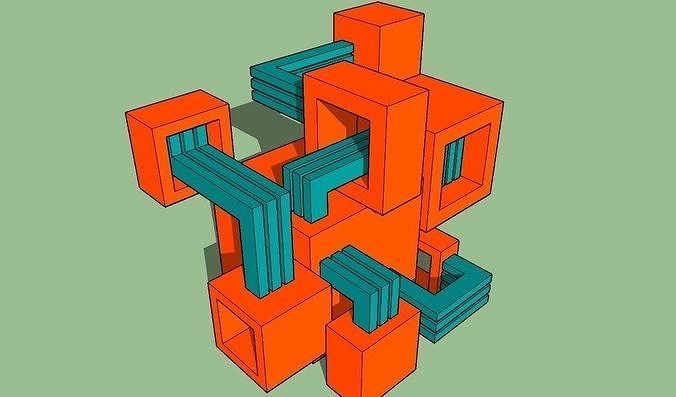 BLOCK orange and cube Low-poly 3D model