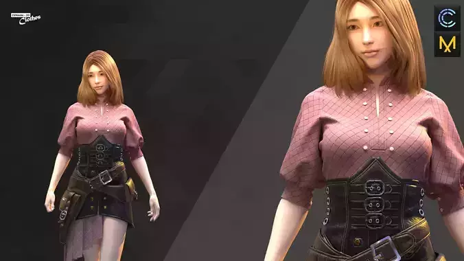 Female Medieval Fighter Outfit - 73 Marvelous Designer and Clo3D