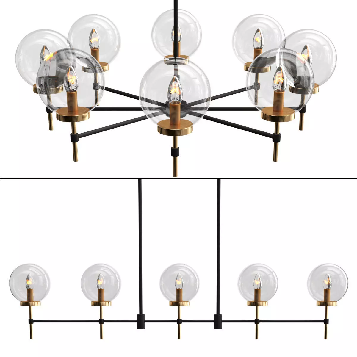 Glass Chandelier collection 3D model