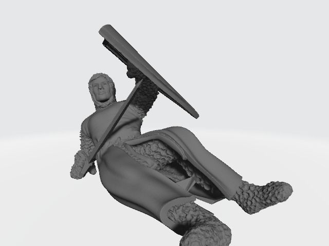 Medieval wounded knight on the ground with sword and shield 3D print model_8