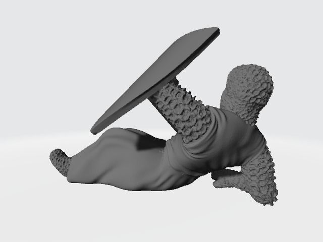Medieval wounded knight on the ground with sword and shield 3D print model_6