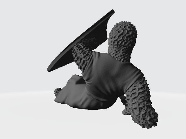 Medieval wounded knight on the ground with sword and shield 3D print model_7