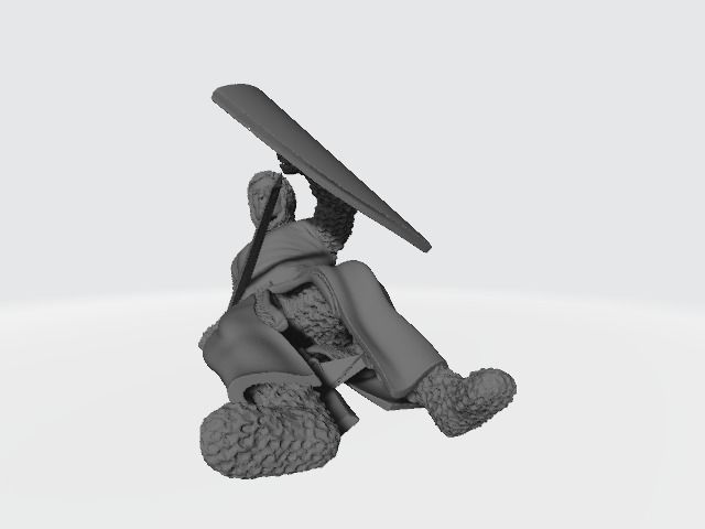 Medieval wounded knight on the ground with sword and shield 3D print model_2