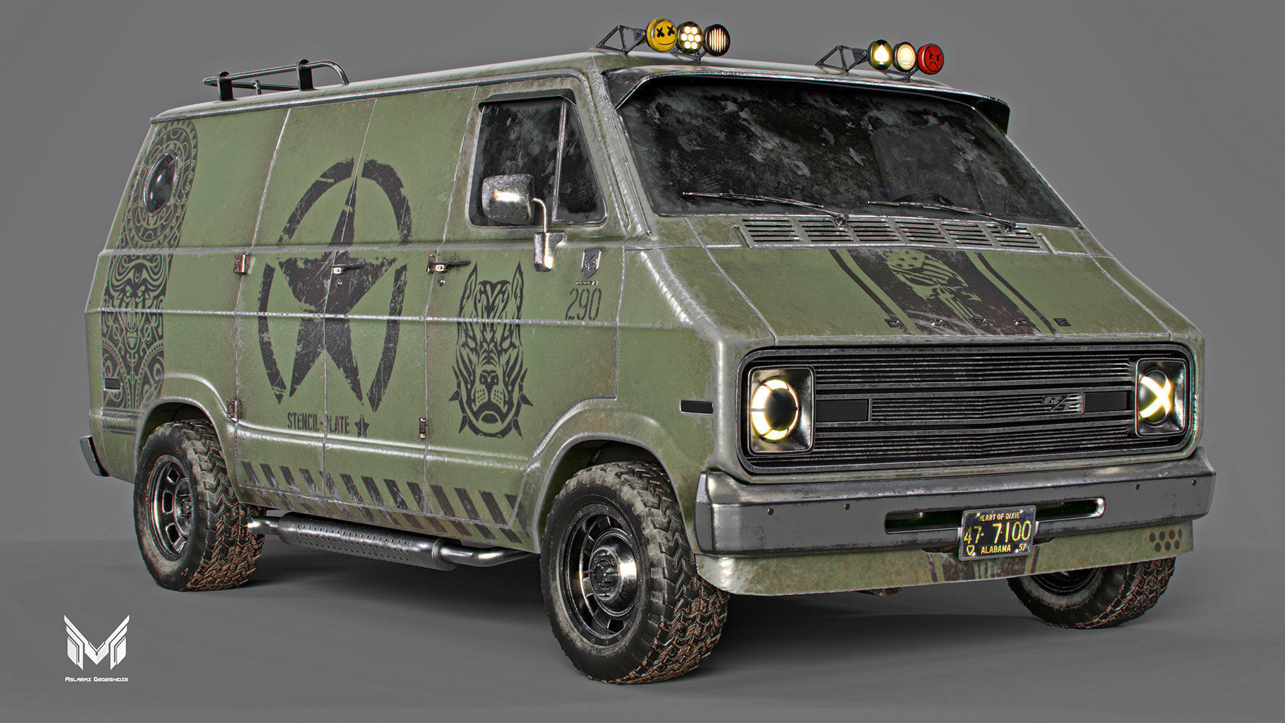 DODGE TRADESMAN VAN 1974 3D model_2