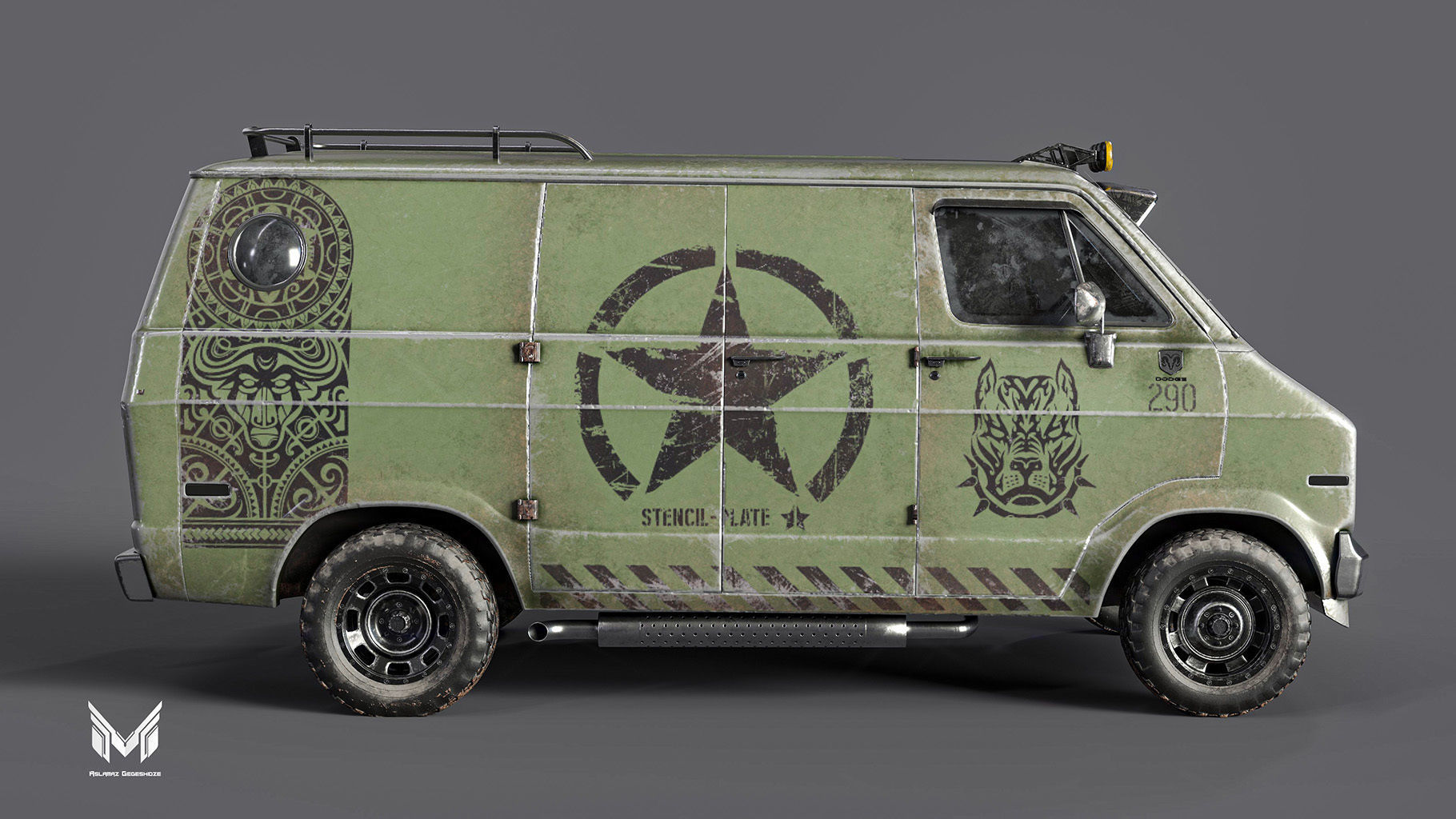 DODGE TRADESMAN VAN 1974 3D model_7