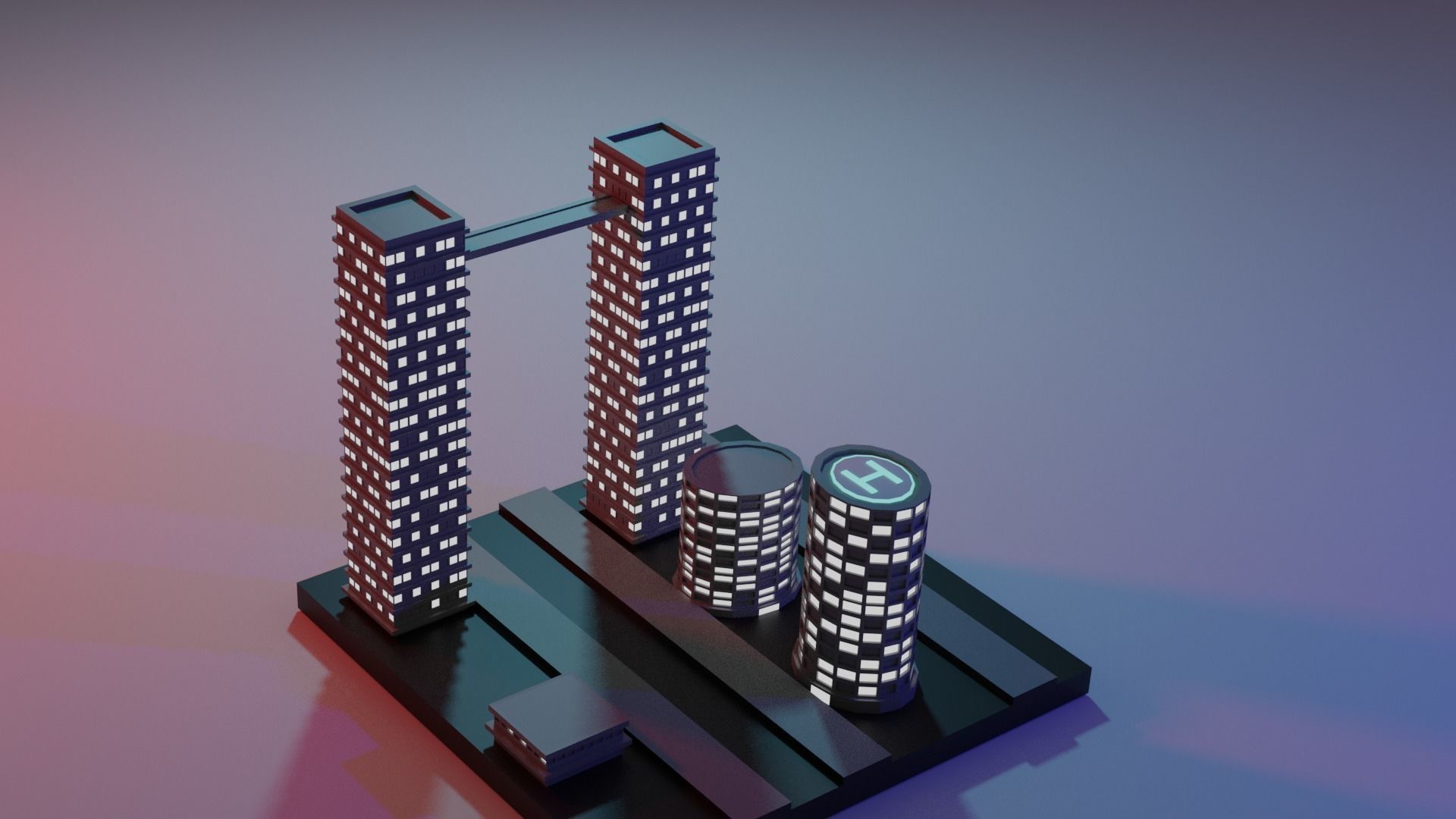 city tower  Low-poly 3D model_1