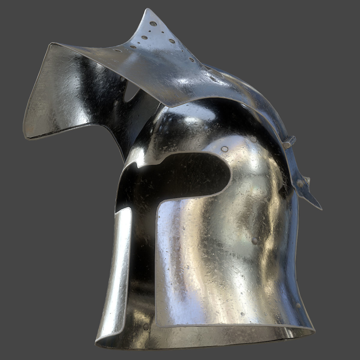 Visored Barbuta Helmet Low-poly 3D model_2