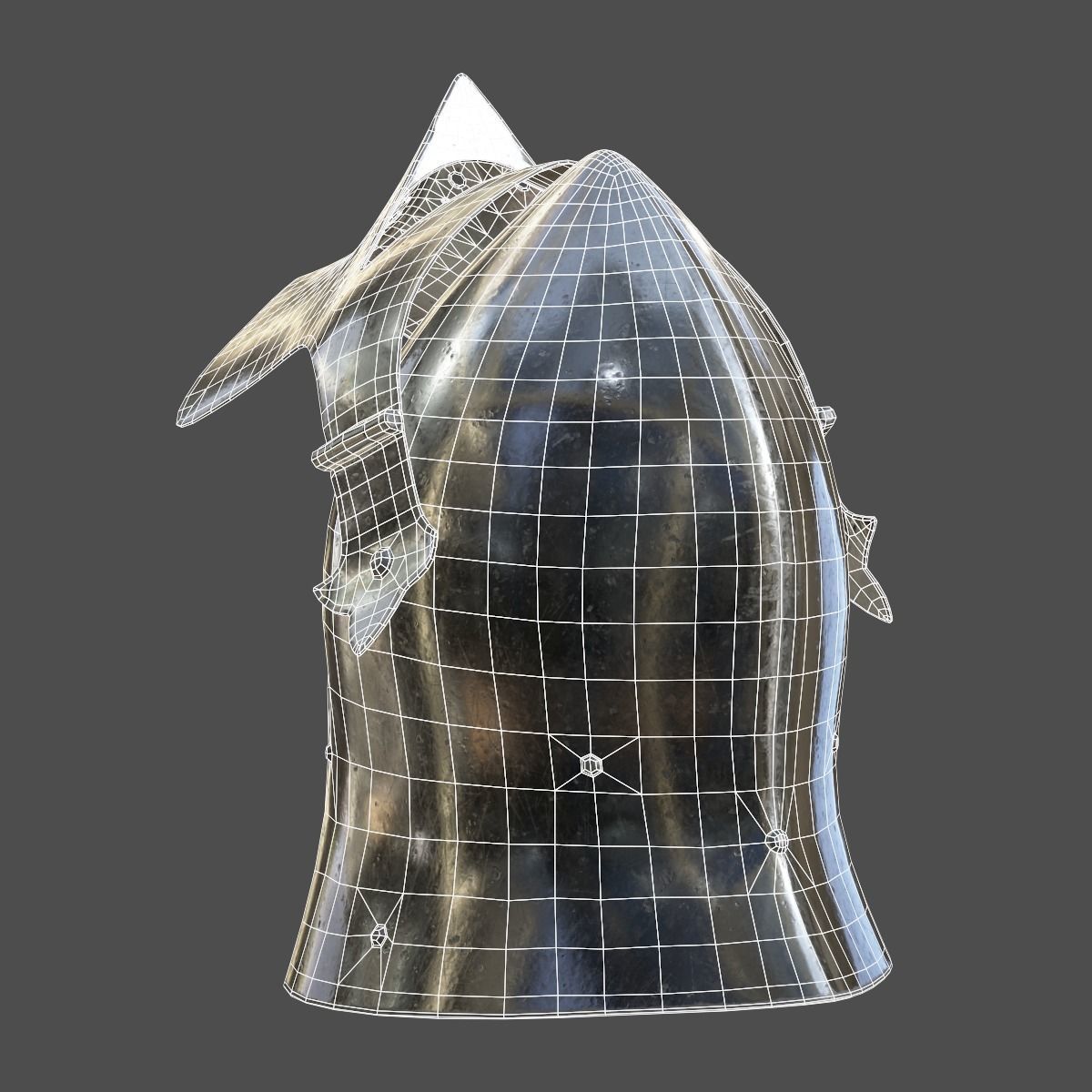Visored Barbuta Helmet Low-poly 3D model_11