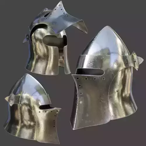 Visored Barbuta Helmet Low-poly 3D model