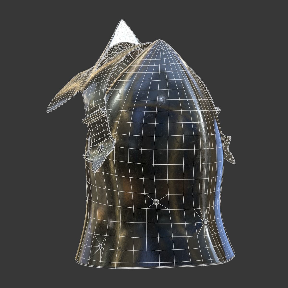 Visored Barbuta Helmet Low-poly 3D model_10