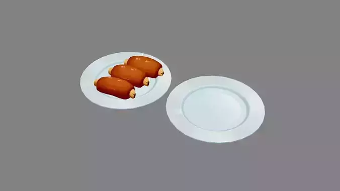 Cartoon Food - Braised Pork Ribs - steaks Low-poly 3D model