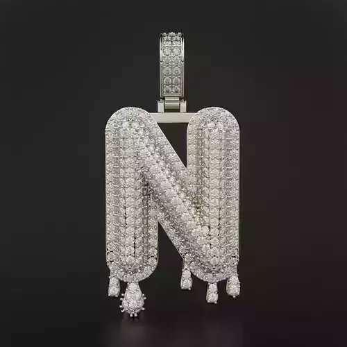 Bubble Letter N with Drip Pendant 3D print model