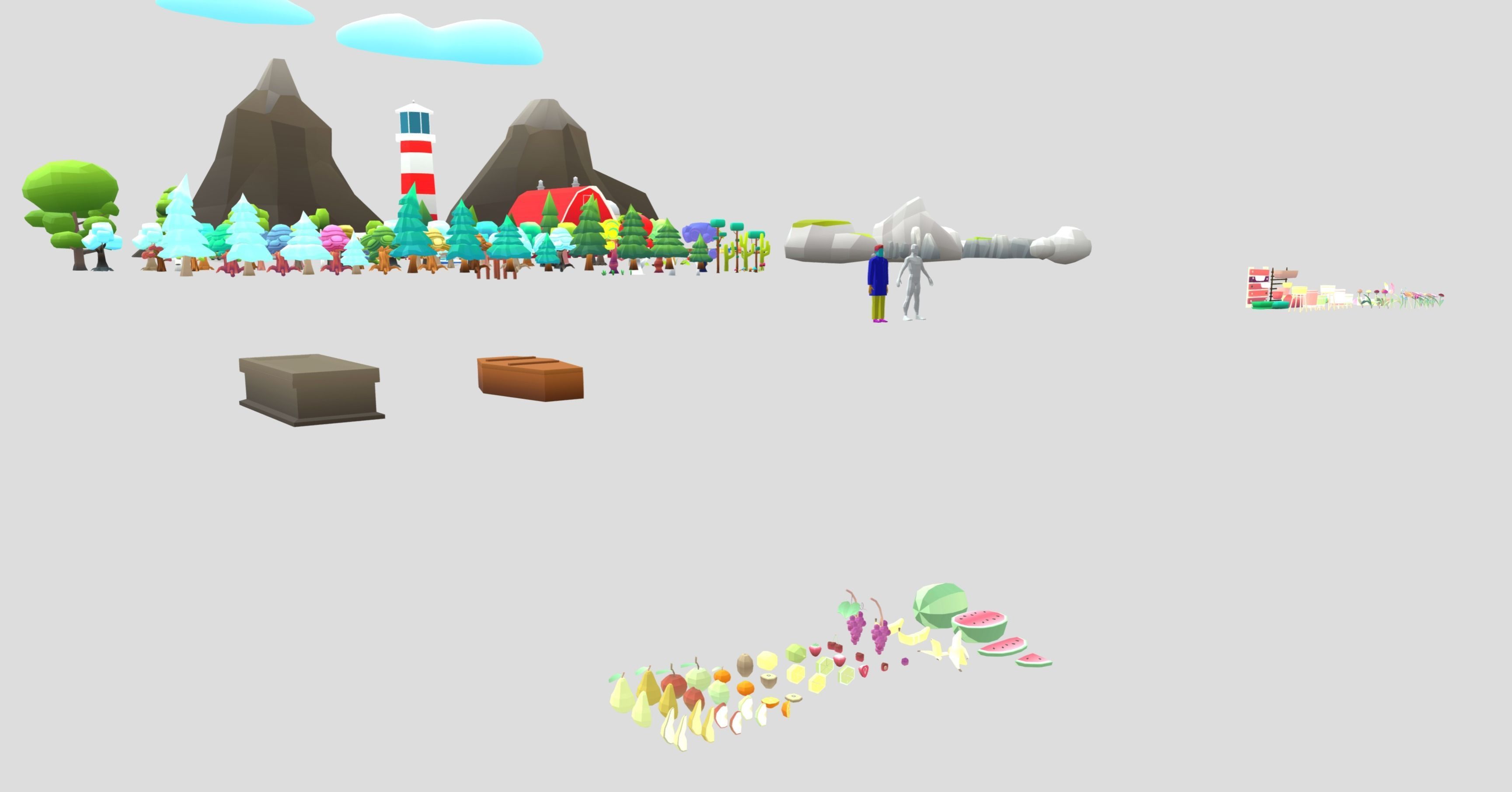 Low poly models with soft gradient textures - Mega Pack Low-poly 3D model_9