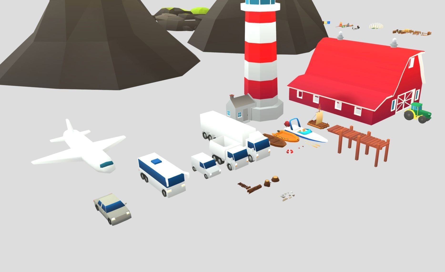 Low poly models with soft gradient textures - Mega Pack Low-poly 3D model_2