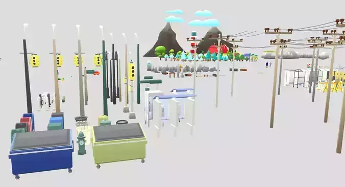 Low poly models with soft gradient textures - Mega Pack Low-poly 3D model
